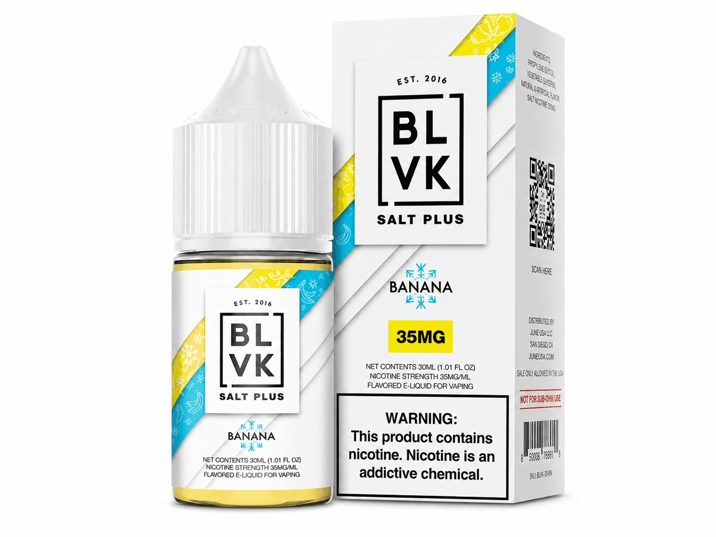 NicSalt - BLVK Salt Plus - Banana Ice (30ml) Teor de Nicotina:35mg